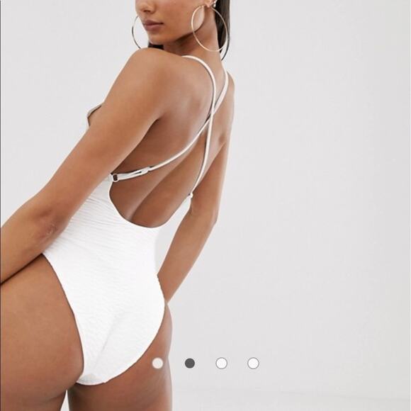 ASOS DESIGN textured lace up swimsuit with… - Picture 5 of 6